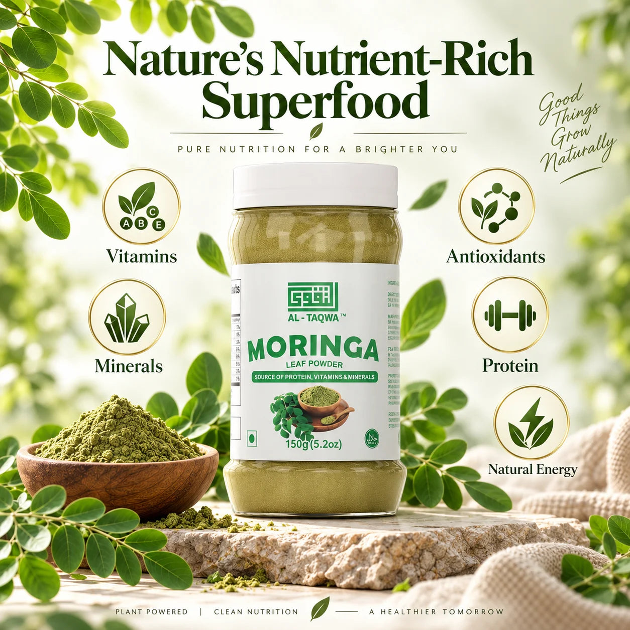 Moringa Leaf Powder 150g – 100% Pure & Natural | Al Taqwa