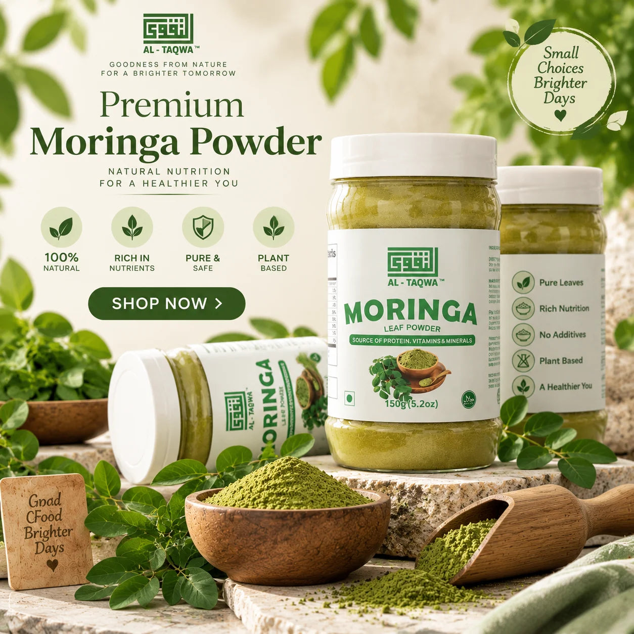 Moringa Leaf Powder 150g – 100% Pure & Natural | Al Taqwa
