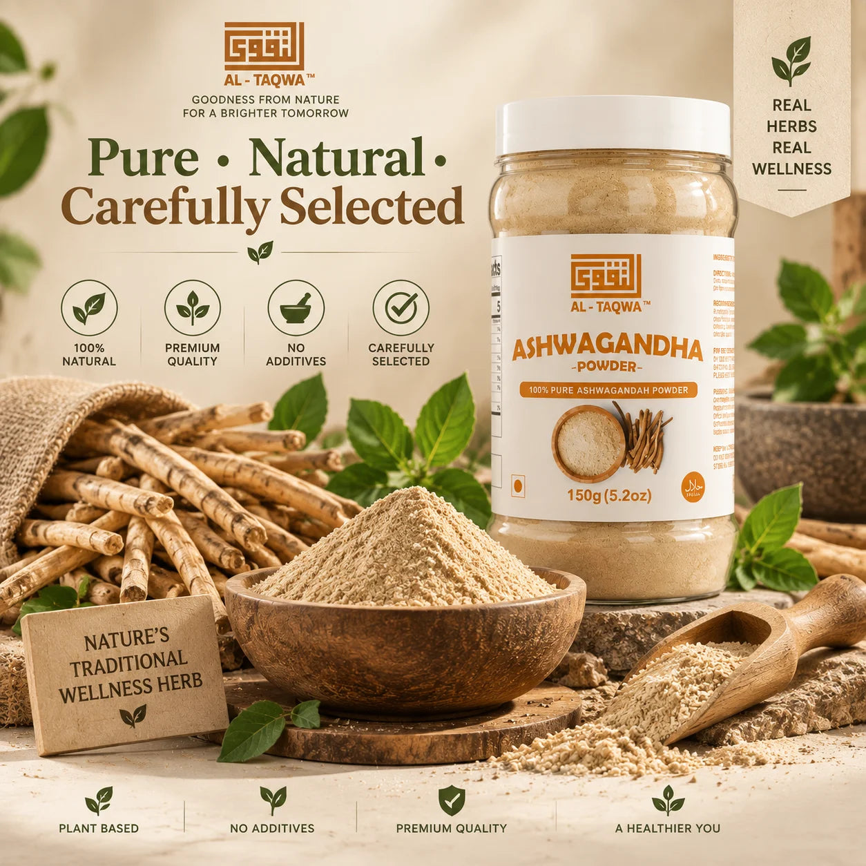Ashwagandha / Ashoo Powder 150g – 100% Pure & Natural | Al Taqwa